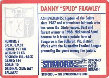 1991 Scanlens Stimorol #92 Danny Frawley Back